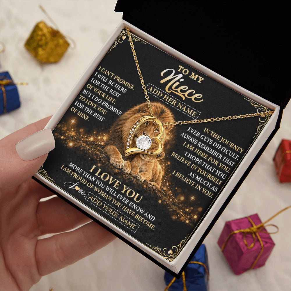 Forever Love Necklace 18K Yellow Gold Finish | 2 | Personalized To My Niece Gifts Necklace From Uncle To Niece Birthday Gifts Love You Forever Lion Graduation Christmas Custom Gift Box Message Card | https://siriusteestore.