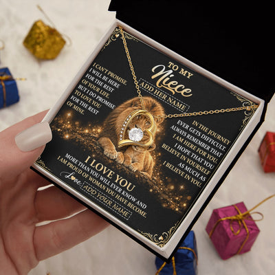 Forever Love Necklace 18K Yellow Gold Finish | 2 | Personalized To My Niece Gifts Necklace From Uncle To Niece Birthday Gifts Love You Forever Lion Graduation Christmas Custom Gift Box Message Card | https://siriusteestore.
