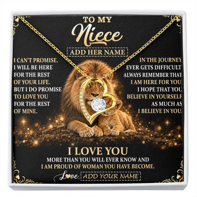 Forever Love Necklace 18K Yellow Gold Finish | 1 | Personalized To My Niece Gifts Necklace From Uncle To Niece Birthday Gifts Love You Forever Lion Graduation Christmas Custom Gift Box Message Card | https://siriusteestore.