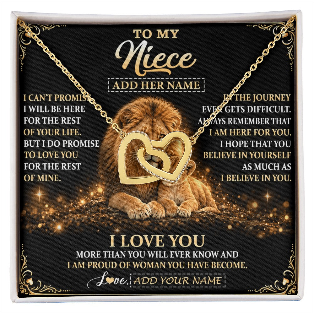 Interlocking Hearts Necklace 18K Yellow Gold Finish | 1 | Personalized To My Niece Gifts Necklace From Uncle To Niece Birthday Gifts Love You Forever Lion Graduation Christmas Custom Gift Box Message Card | https://siriusteestore.