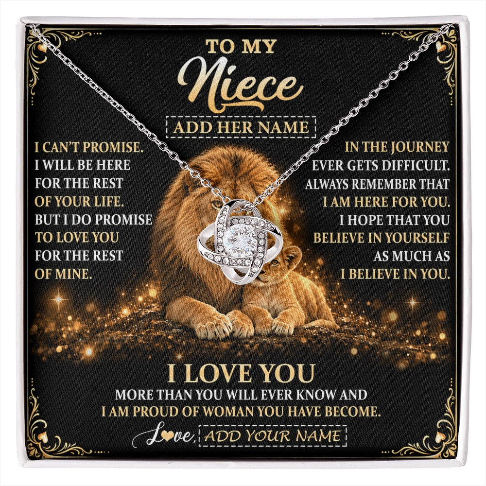 Love Knot Necklace 14K White Gold Finish | 1 | Personalized To My Niece Gifts Necklace From Uncle To Niece Birthday Gifts Love You Forever Lion Graduation Christmas Custom Gift Box Message Card | https://siriusteestore.