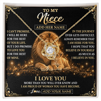 Love Knot Necklace 18K Yellow Gold Finish | 1 | Personalized To My Niece Gifts Necklace From Uncle To Niece Birthday Gifts Love You Forever Lion Graduation Christmas Custom Gift Box Message Card | https://siriusteestore.