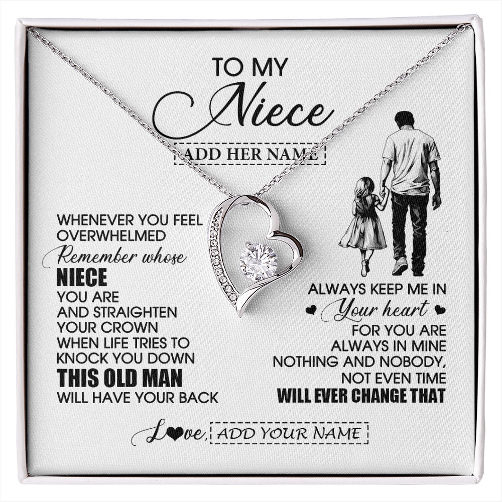 Forever Love Necklace 14K White Gold Finish | 1 | Personalized To My Niece Gifts Necklace From Uncle Whenever Man Unique Birthday Gifts For Niece Graduation Christmas Customized Gift Box Message Card | siriusteestore.myshopify