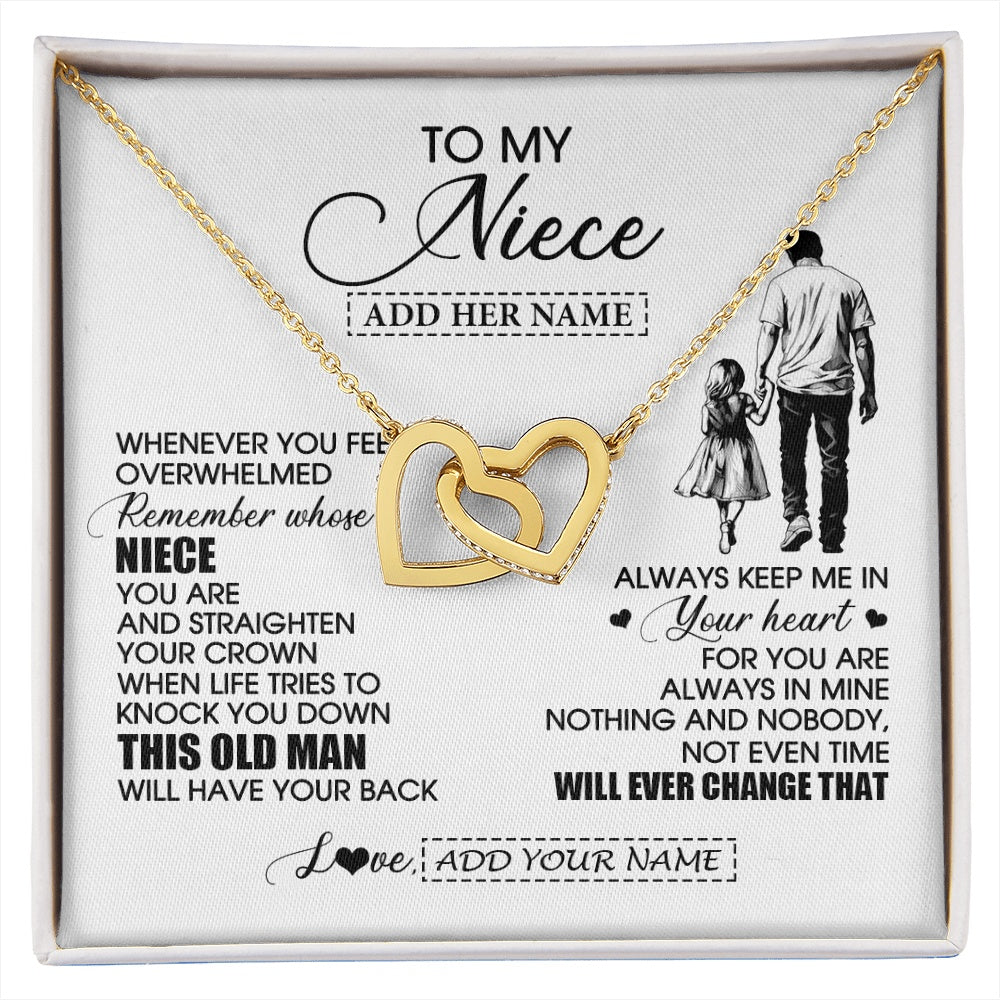 Interlocking Hearts Necklace 18K Yellow Gold Finish | 1 | Personalized To My Niece Gifts Necklace From Uncle Whenever Man Unique Birthday Gifts For Niece Graduation Christmas Customized Gift Box Message Card | siriusteestore.myshopify
