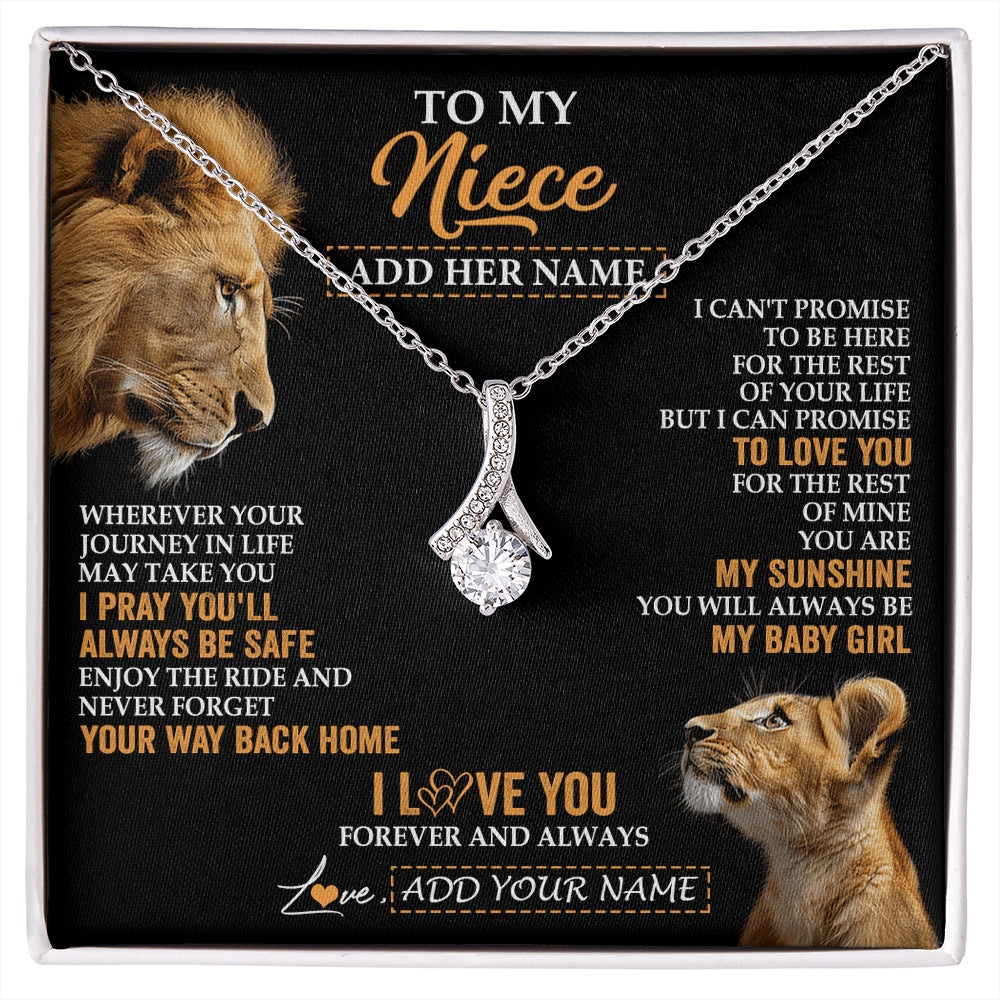 Alluring Beauty Necklace 14K White Gold Finish | 1 | Personalized To My Niece Gifts Necklace From Uncle Wherever Your Journey In Life Lion Niece Birthday Gifts Christmas Custom Gift Box Message Card | https://siriusteestore.