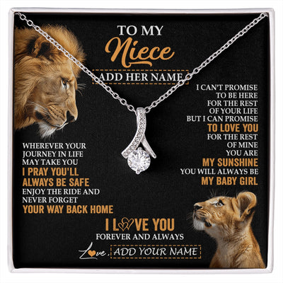 Alluring Beauty Necklace 14K White Gold Finish | 1 | Personalized To My Niece Gifts Necklace From Uncle Wherever Your Journey In Life Lion Niece Birthday Gifts Christmas Custom Gift Box Message Card | https://siriusteestore.