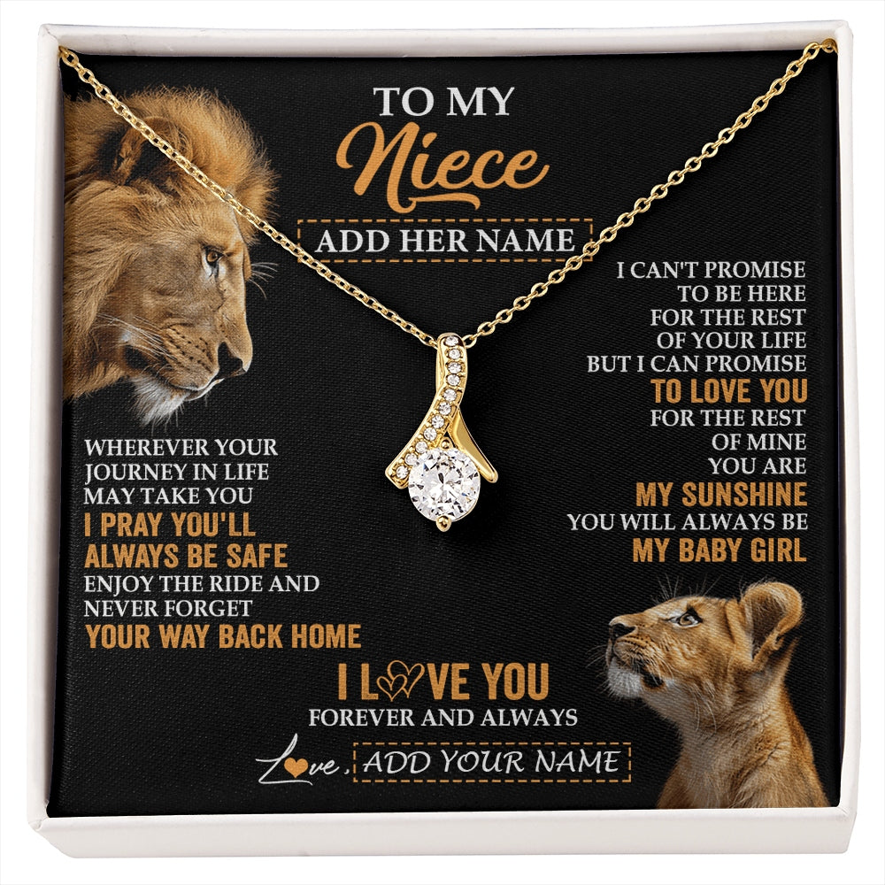 Alluring Beauty Necklace 18K Yellow Gold Finish | 1 | Personalized To My Niece Gifts Necklace From Uncle Wherever Your Journey In Life Lion Niece Birthday Gifts Christmas Custom Gift Box Message Card | https://siriusteestore.