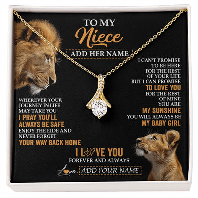 Alluring Beauty Necklace 18K Yellow Gold Finish | 1 | Personalized To My Niece Gifts Necklace From Uncle Wherever Your Journey In Life Lion Niece Birthday Gifts Christmas Custom Gift Box Message Card | https://siriusteestore.