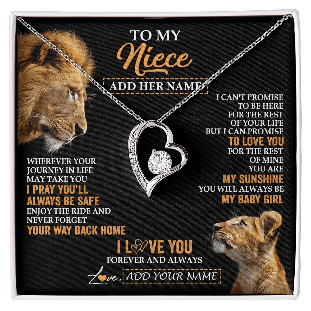 Forever Love Necklace 14K White Gold Finish | 1 | Personalized To My Niece Gifts Necklace From Uncle Wherever Your Journey In Life Lion Niece Birthday Gifts Christmas Custom Gift Box Message Card | https://siriusteestore.