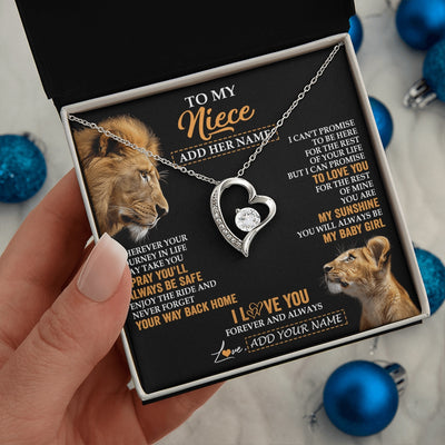 Forever Love Necklace 14K White Gold Finish | 2 | Personalized To My Niece Gifts Necklace From Uncle Wherever Your Journey In Life Lion Niece Birthday Gifts Christmas Custom Gift Box Message Card | https://siriusteestore.