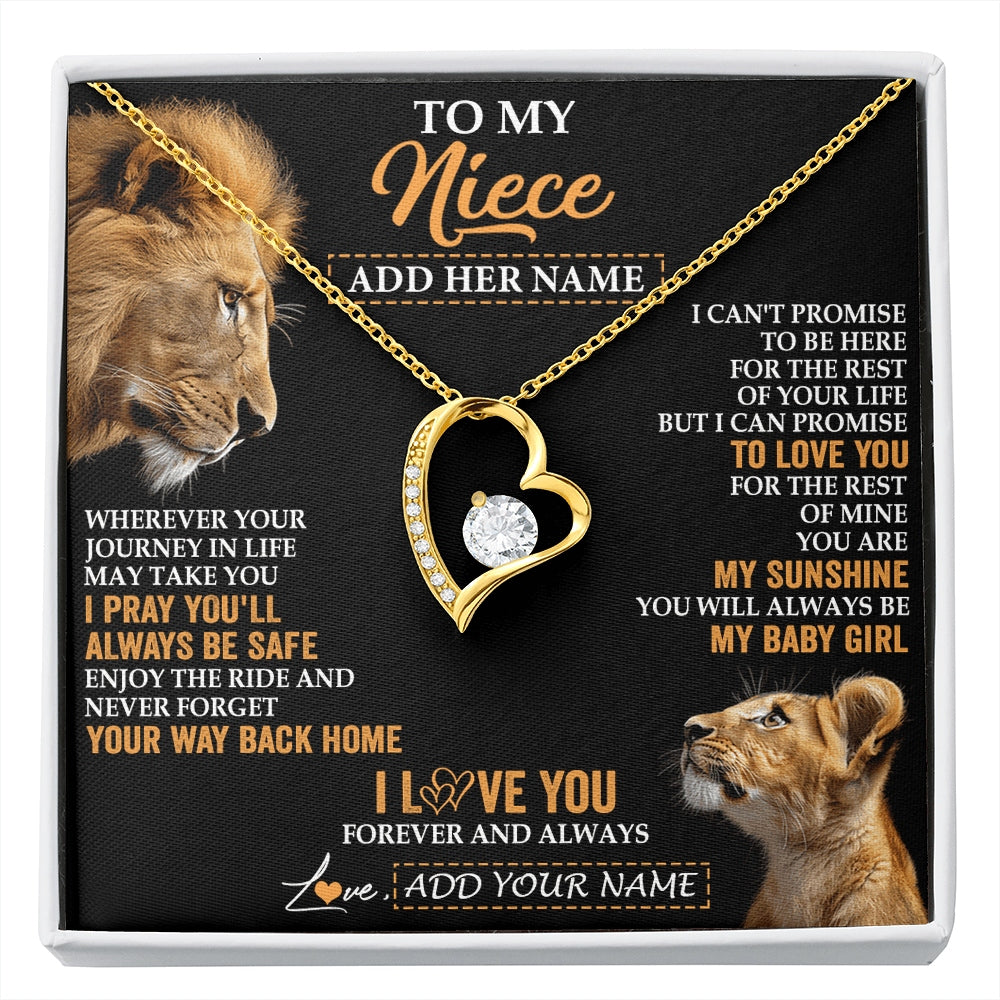 Forever Love Necklace 18K Yellow Gold Finish | 1 | Personalized To My Niece Gifts Necklace From Uncle Wherever Your Journey In Life Lion Niece Birthday Gifts Christmas Custom Gift Box Message Card | https://siriusteestore.