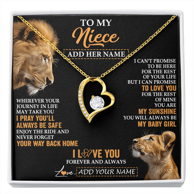 Forever Love Necklace 18K Yellow Gold Finish | 1 | Personalized To My Niece Gifts Necklace From Uncle Wherever Your Journey In Life Lion Niece Birthday Gifts Christmas Custom Gift Box Message Card | https://siriusteestore.