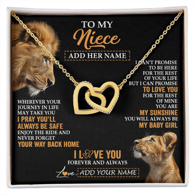 Interlocking Hearts Necklace 18K Yellow Gold Finish | 1 | Personalized To My Niece Gifts Necklace From Uncle Wherever Your Journey In Life Lion Niece Birthday Gifts Christmas Custom Gift Box Message Card | https://siriusteestore.