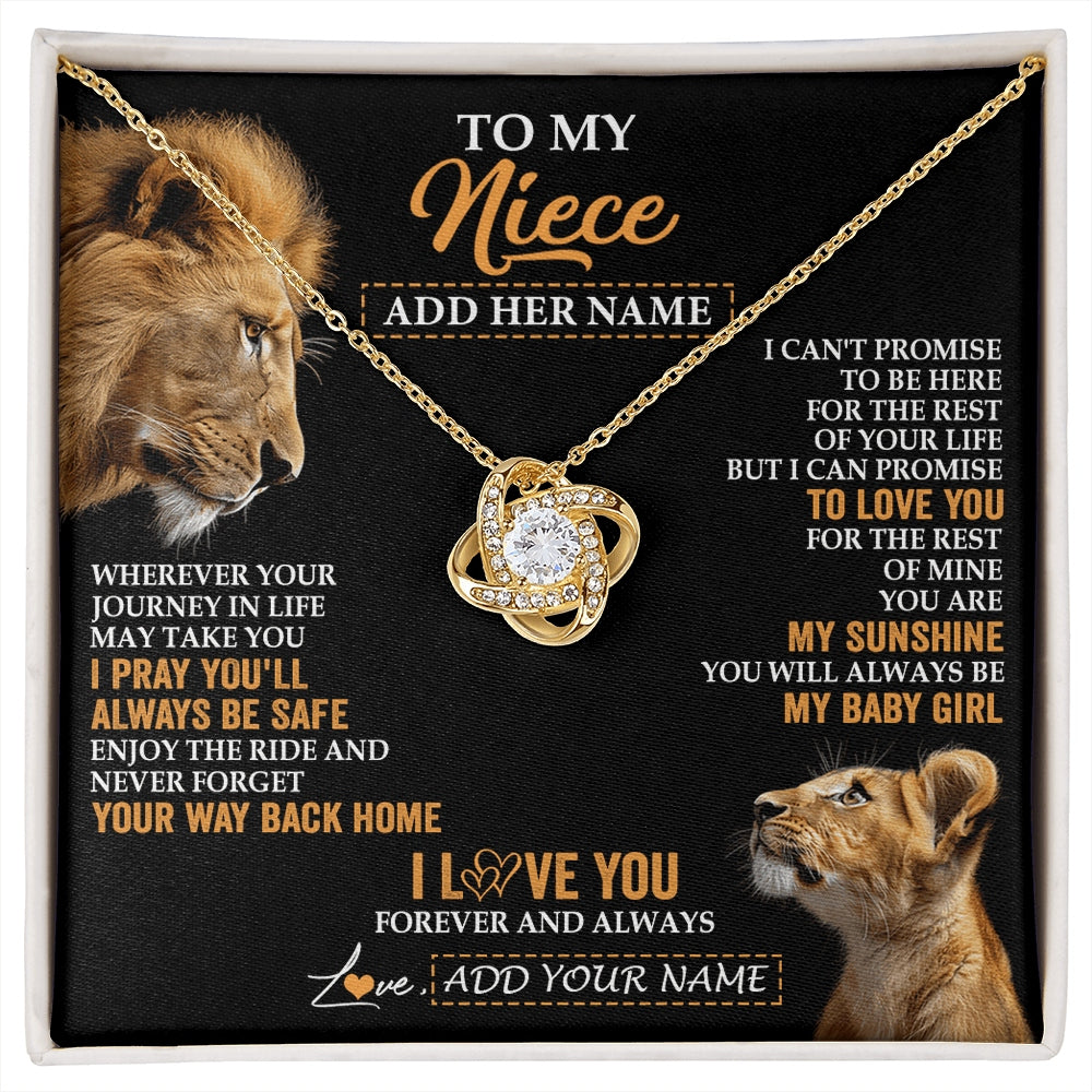 Love Knot Necklace 18K Yellow Gold Finish | 1 | Personalized To My Niece Gifts Necklace From Uncle Wherever Your Journey In Life Lion Niece Birthday Gifts Christmas Custom Gift Box Message Card | https://siriusteestore.