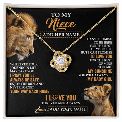 Love Knot Necklace 18K Yellow Gold Finish | 1 | Personalized To My Niece Gifts Necklace From Uncle Wherever Your Journey In Life Lion Niece Birthday Gifts Christmas Custom Gift Box Message Card | https://siriusteestore.