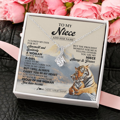 Alluring Beauty Necklace 14K White Gold Finish | 2 | Personalized To My Niece Gifts Necklace Tiger From Aunt Uncle Auntie You Are My Niece Birthday Gifts Graduation Christmas Custom Gift Box Message Card | https://siriusteestore.