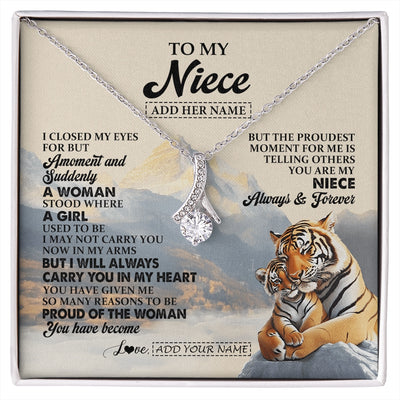 Alluring Beauty Necklace 14K White Gold Finish | 1 | Personalized To My Niece Gifts Necklace Tiger From Aunt Uncle Auntie You Are My Niece Birthday Gifts Graduation Christmas Custom Gift Box Message Card | https://siriusteestore.