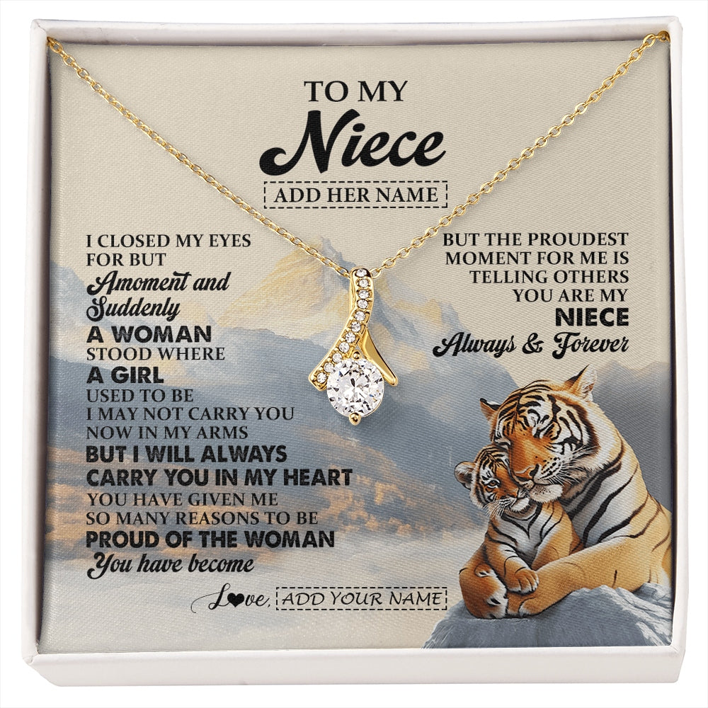 Alluring Beauty Necklace 18K Yellow Gold Finish | 1 | Personalized To My Niece Gifts Necklace Tiger From Aunt Uncle Auntie You Are My Niece Birthday Gifts Graduation Christmas Custom Gift Box Message Card | https://siriusteestore.