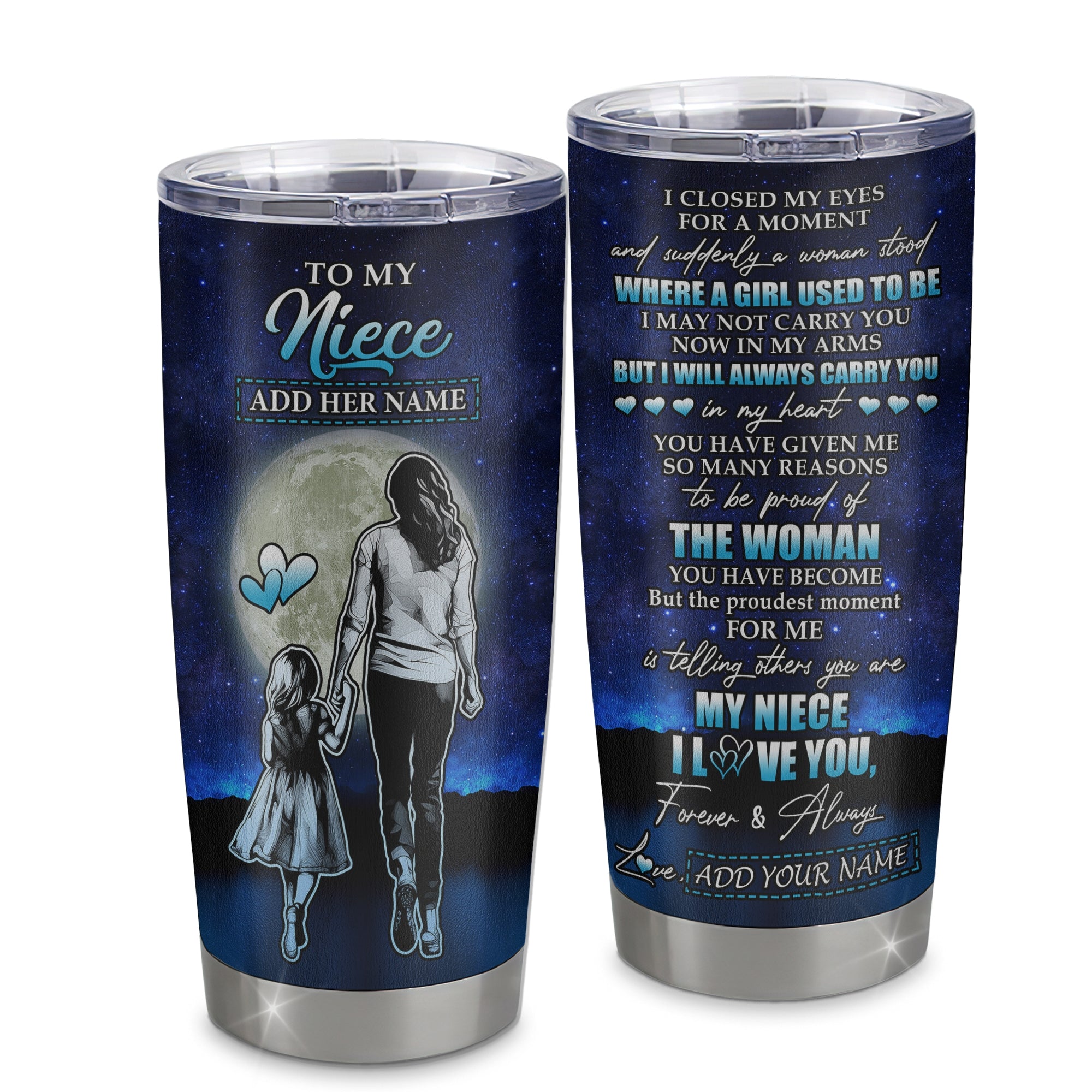 Personalized To My Niece Gifts Tumbler From Aunt Auntie I Closed My Eyes For A Moment Niece Birthday Graduation Christmas Custom Stainless Steel Cup Travel Mug | siriusteestore