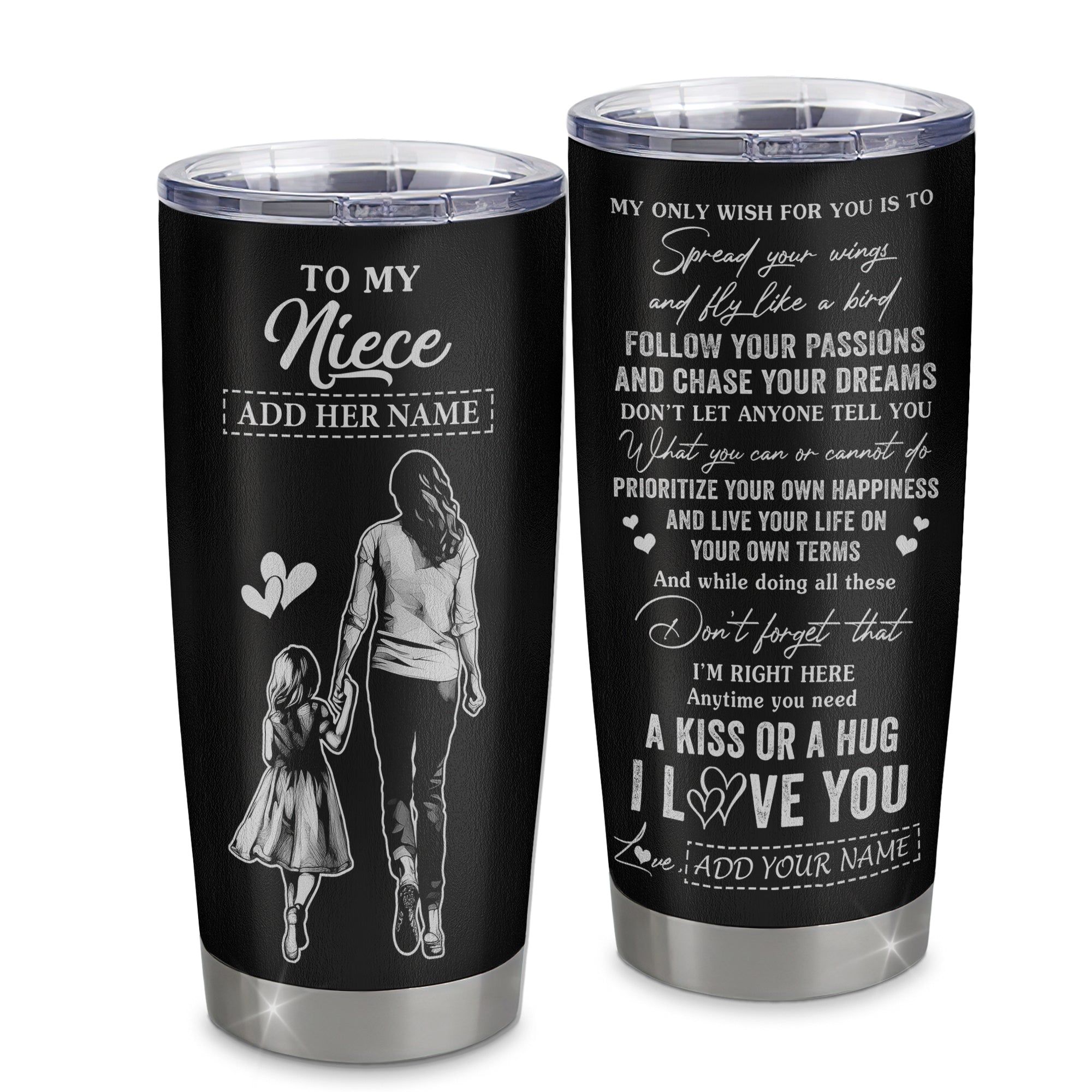 Personalized To My Niece Gifts Tumbler From Aunt Auntie My Only Wish For You Niece Birthday Gifts Graduation Christmas Custom Stainless Steel Cup Travel Mug | siriusteestore