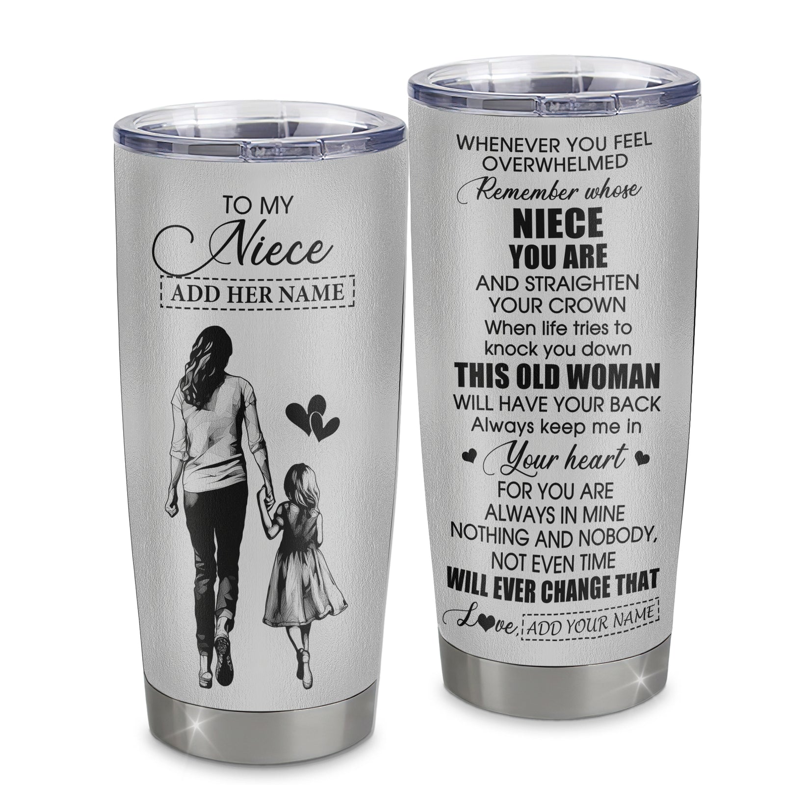 Personalized To My Niece Gifts Tumbler From Aunt Auntie Whenever Woman Unique Birthday Gifts For Niece Graduation Christmas Custom Stainless Steel Cup Travel Mug | siriusteestore