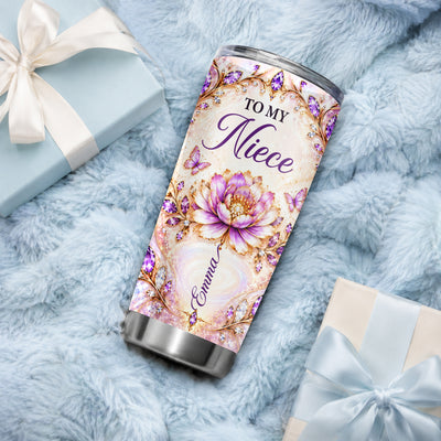 Personalized To My Niece Gifts Tumbler From Aunt I Love You Precious Niece Amazing Woman Gift Custom Name Floral Birthday Christmas Stainless Steel Travel Cup | siriusteestore