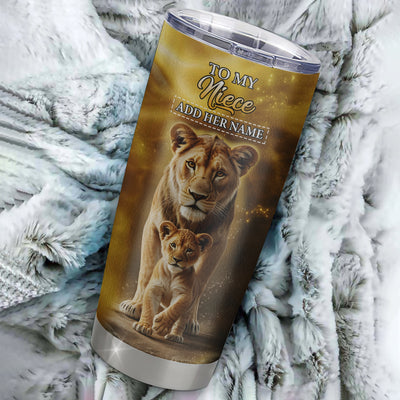 Personalized To My Niece Gifts Tumbler From Aunt Never Forget How Much I Love You Lion Niece Birthday Gifts Graduation Christmas Custom Stainless Steel Travel Mug | siriusteestore