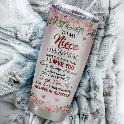 Personalized To My Niece Gifts Tumbler From Aunt Uncle Auntie Floral I Love You Birthday Gifts For Niece Graduation Christmas Customized Stainless Steel Insulated Mug | siriusteestore