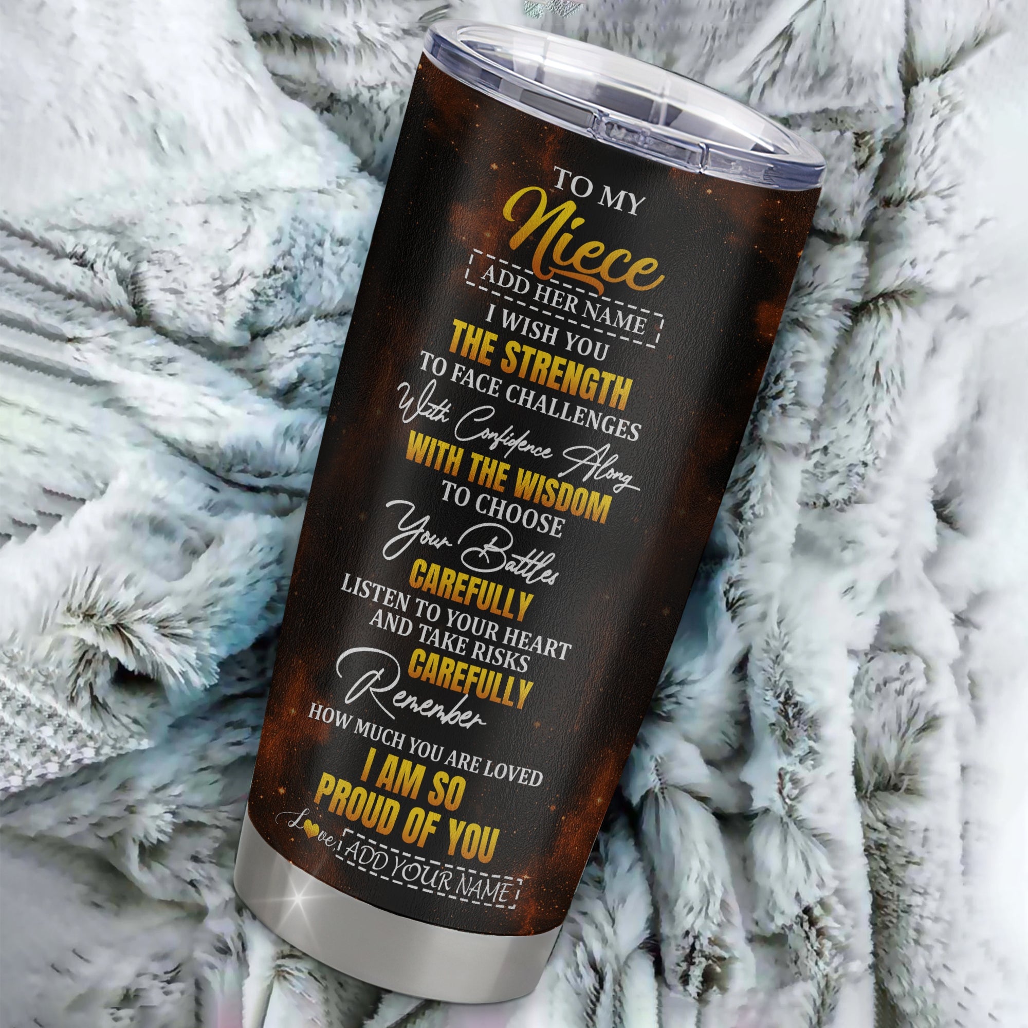 Personalized To My Niece Gifts Tumbler From Aunt Uncle Auntie I Wish You The Strength Eagle Niece Birthday Gifts Christmas Graduation Custom Stainless Steel Travel Mug | siriusteestore