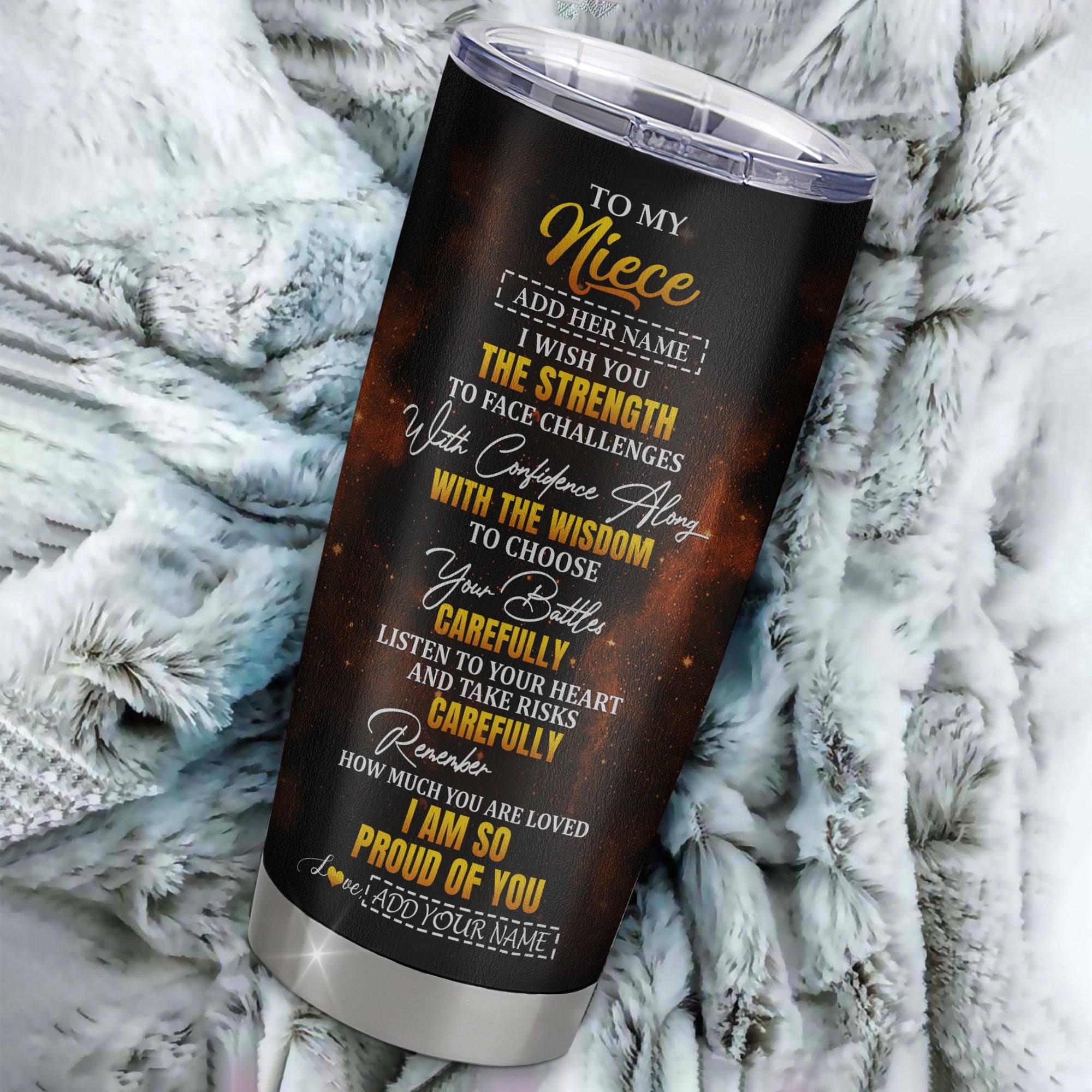 Personalized To My Niece Gifts Tumbler From Aunt Uncle Auntie I Wish You The Strength Horse Niece Birthday Gifts Christmas Graduation Custom Stainless Steel Travel Mug | siriusteestore