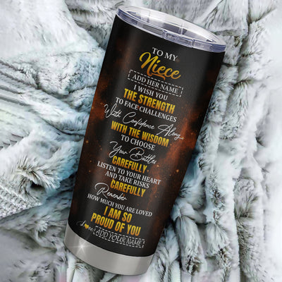 Personalized To My Niece Gifts Tumbler From Aunt Uncle Auntie I Wish You The Strength Horse Niece Birthday Gifts Christmas Graduation Custom Stainless Steel Travel Mug | siriusteestore