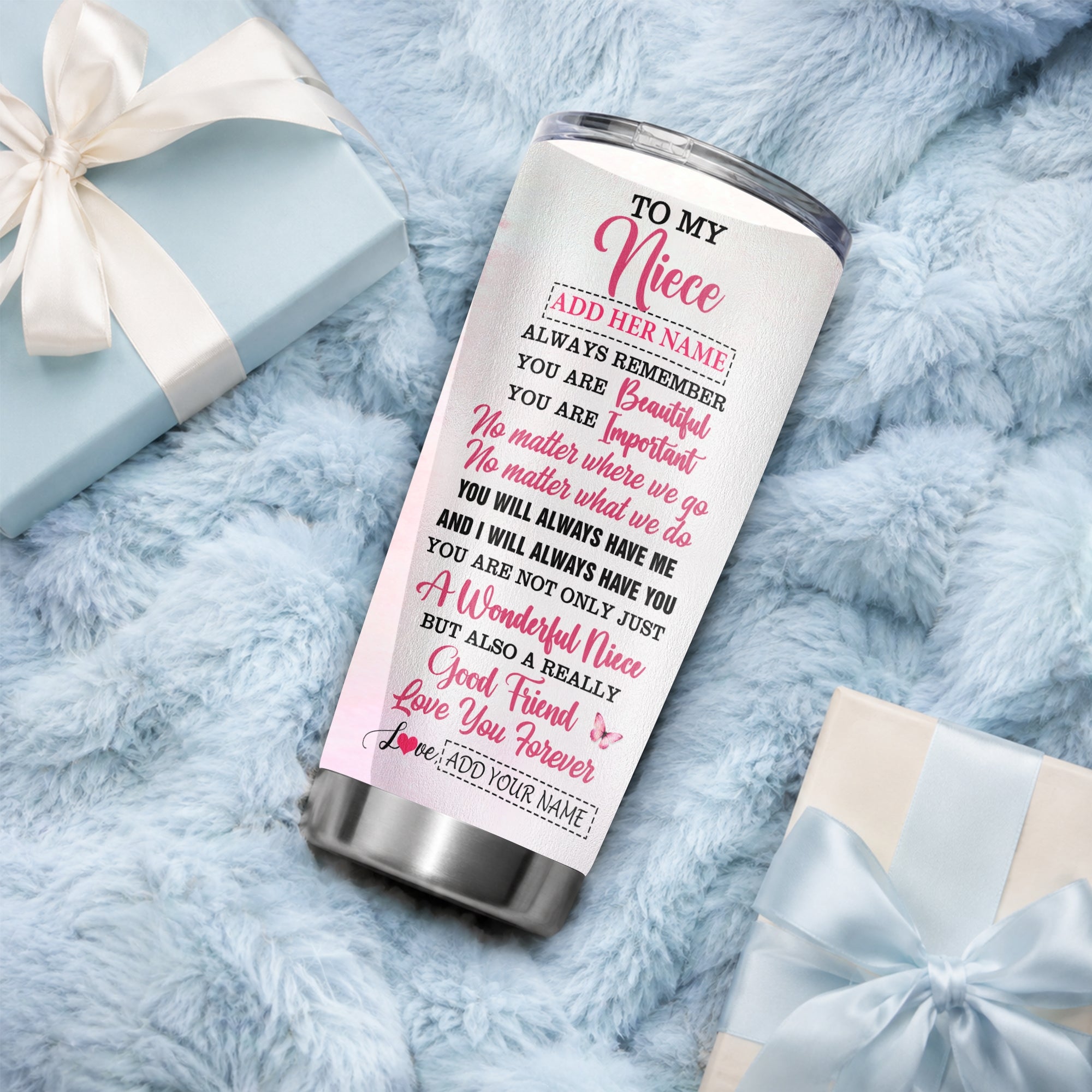 Personalized To My Niece Gifts Tumbler From Aunt Uncle Auntie You Are Beautiful Birthday Gifts For Niece Graduation Christmas Custom Stainless Steel Travel Mug | siriusteestore