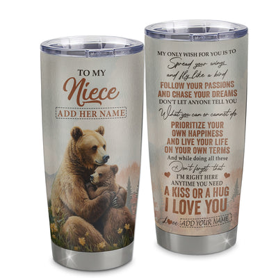 Personalized To My Niece Gifts Tumbler From Aunt Uncle Bear My Only Wish For You Niece Birthday Gifts Graduation Christmas Custom Stainless Steel Cup Travel Mug | siriusteestore