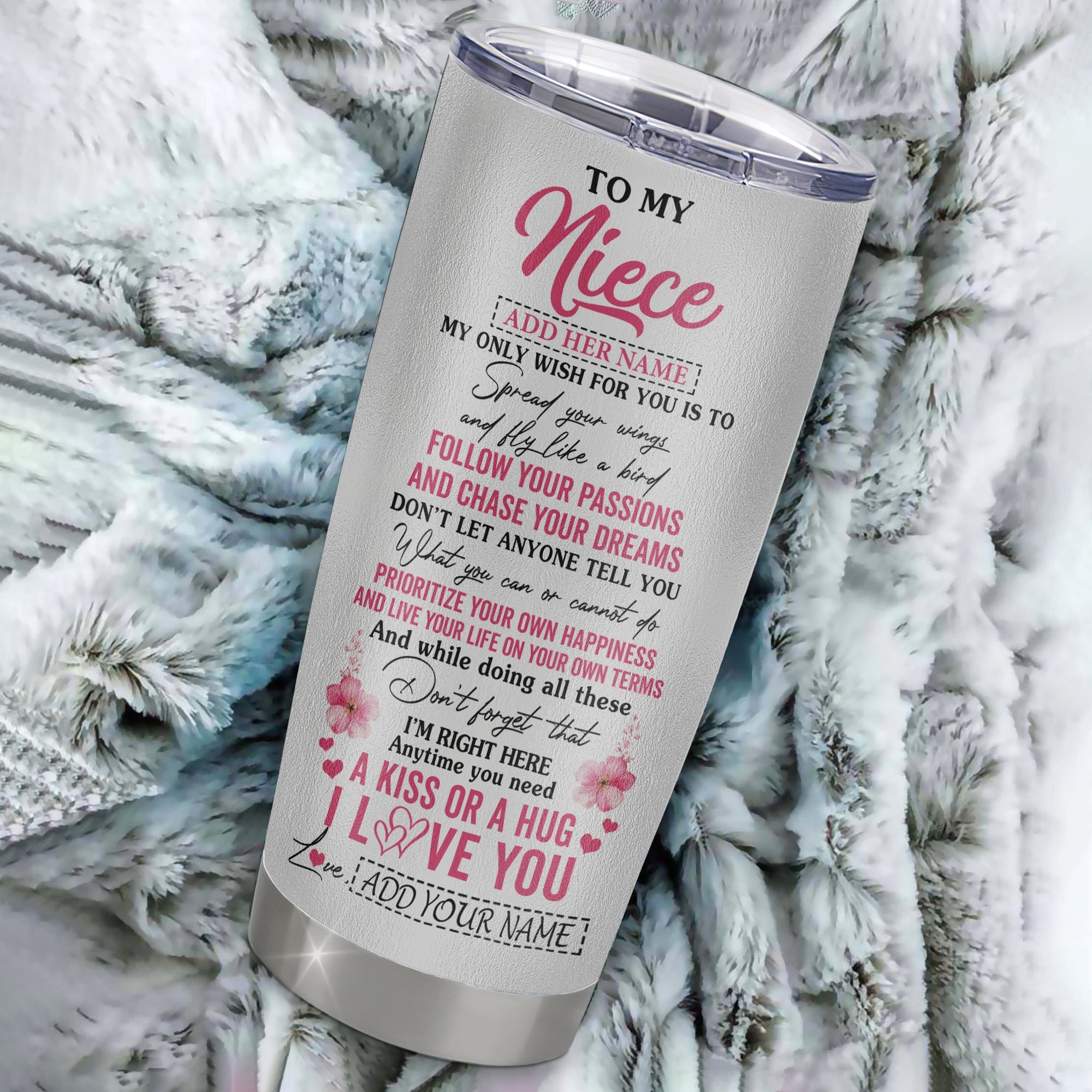 Personalized To My Niece Gifts Tumbler From Aunt Uncle Butterfly My Only Wish For You Niece Birthday Gifts Graduation Christmas Custom Stainless Steel Cup Travel Mug | siriusteestore