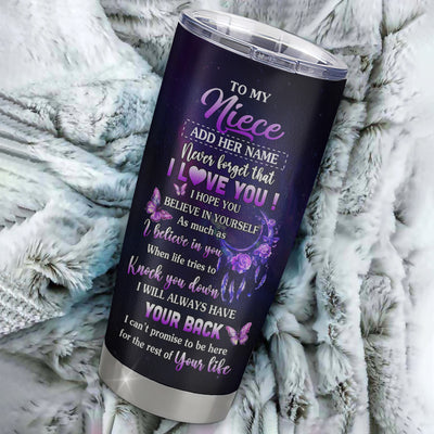Personalized To My Niece Gifts Tumbler From Aunt Uncle Floral Butterfly Love You Niece Birthday Gifts Graduation Christmas Custom Stainless Steel Travel Mug | siriusteestore