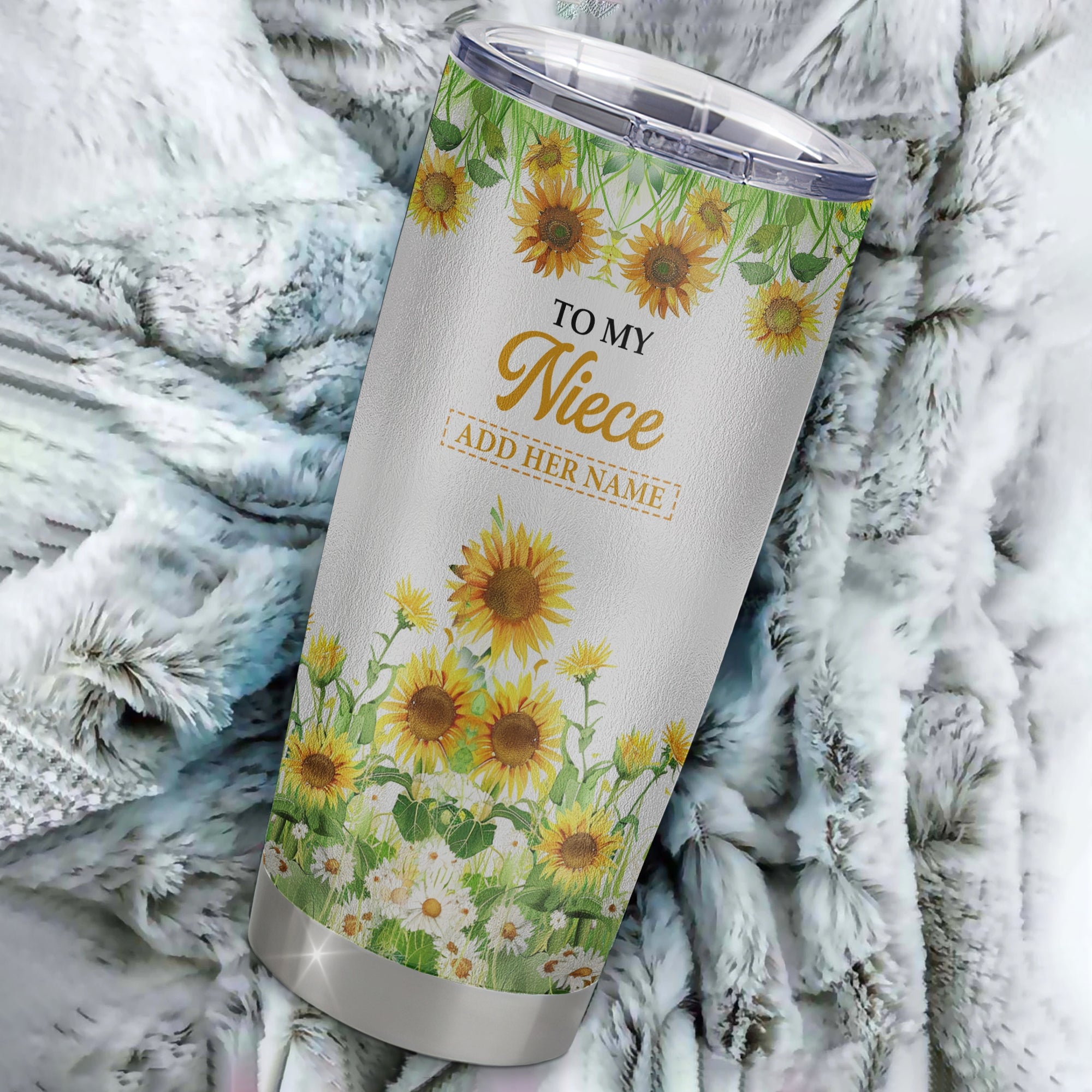 Personalized To My Niece Gifts Tumbler From Aunt Uncle I Closed My Eyes Sunflower Best Niece Birthday Gifts Graduation Christmas Custom Stainless Steel Cup Travel Mug | siriusteestore