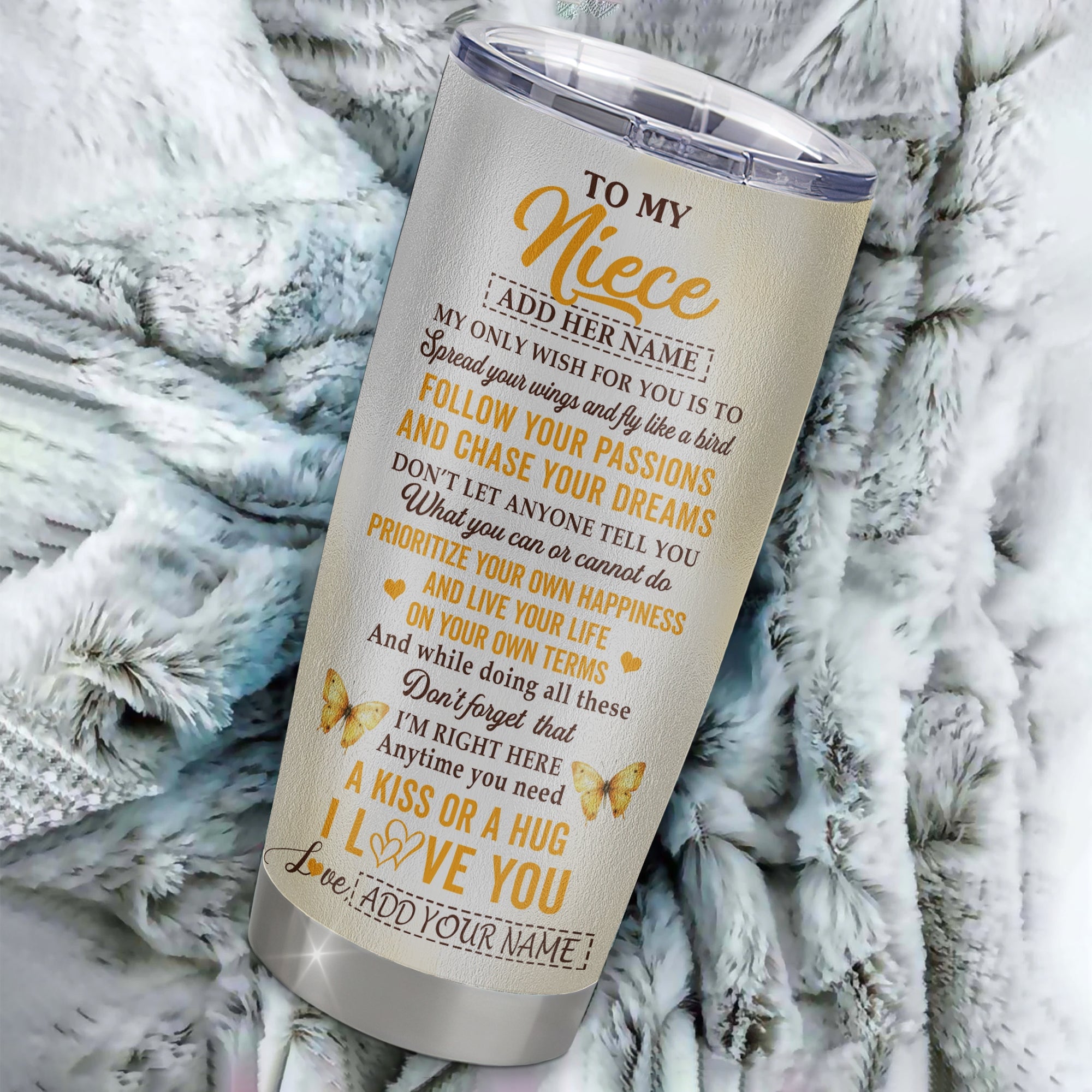 Personalized To My Niece Gifts Tumbler From Aunt Uncle Sunflower My Only Wish For You Niece Birthday Gifts Graduation Christmas Custom Stainless Steel Travel Mug | siriusteestore