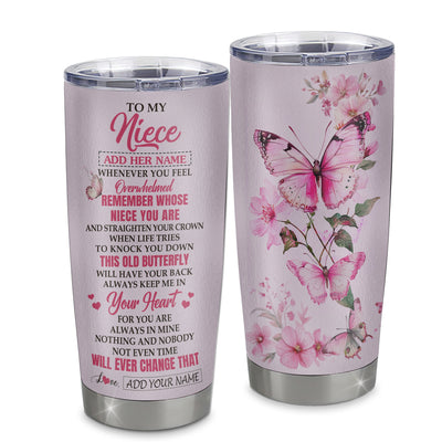 Personalized To My Niece Gifts Tumbler From Aunt Uncle Whenever Butterfly Unique Birthday Gifts For Niece Graduation Christmas Custom Stainless Steel Cup Travel Mug | siriusteestore