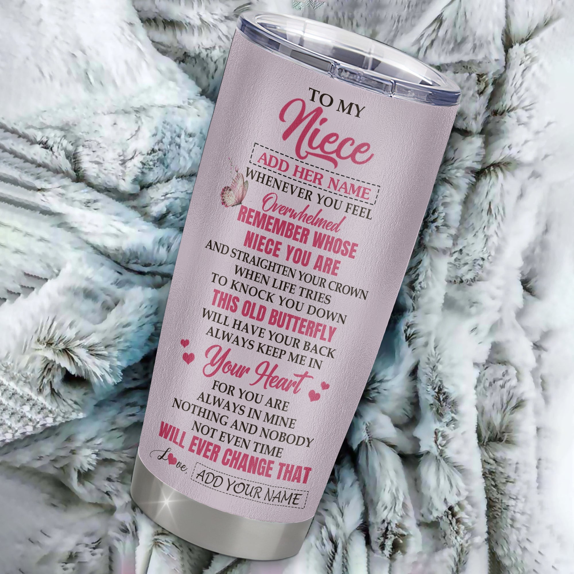 Personalized To My Niece Gifts Tumbler From Aunt Uncle Whenever Butterfly Unique Birthday Gifts For Niece Graduation Christmas Custom Stainless Steel Cup Travel Mug | siriusteestore