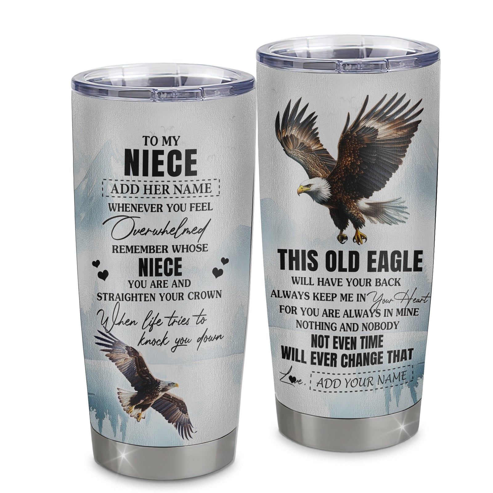 Personalized To My Niece Gifts Tumbler From Aunt Uncle Whenever Eagle Unique Birthday Gifts For Niece Graduation Christmas Stainless Steel Insulated Custom Mug | siriusteestore