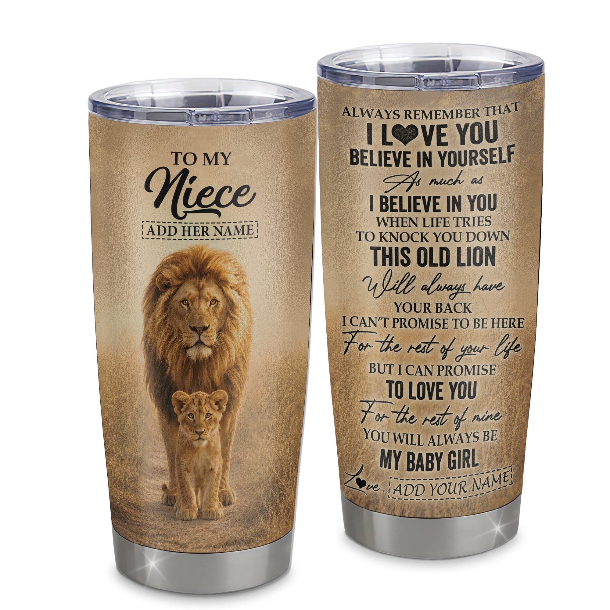 Personalized To My Niece Gifts Tumbler From Uncle Always Remember Lion Gifts For Niece Birthday Graduation Christmas Custom Stainless Steel Travel Mug | siriusteestore
