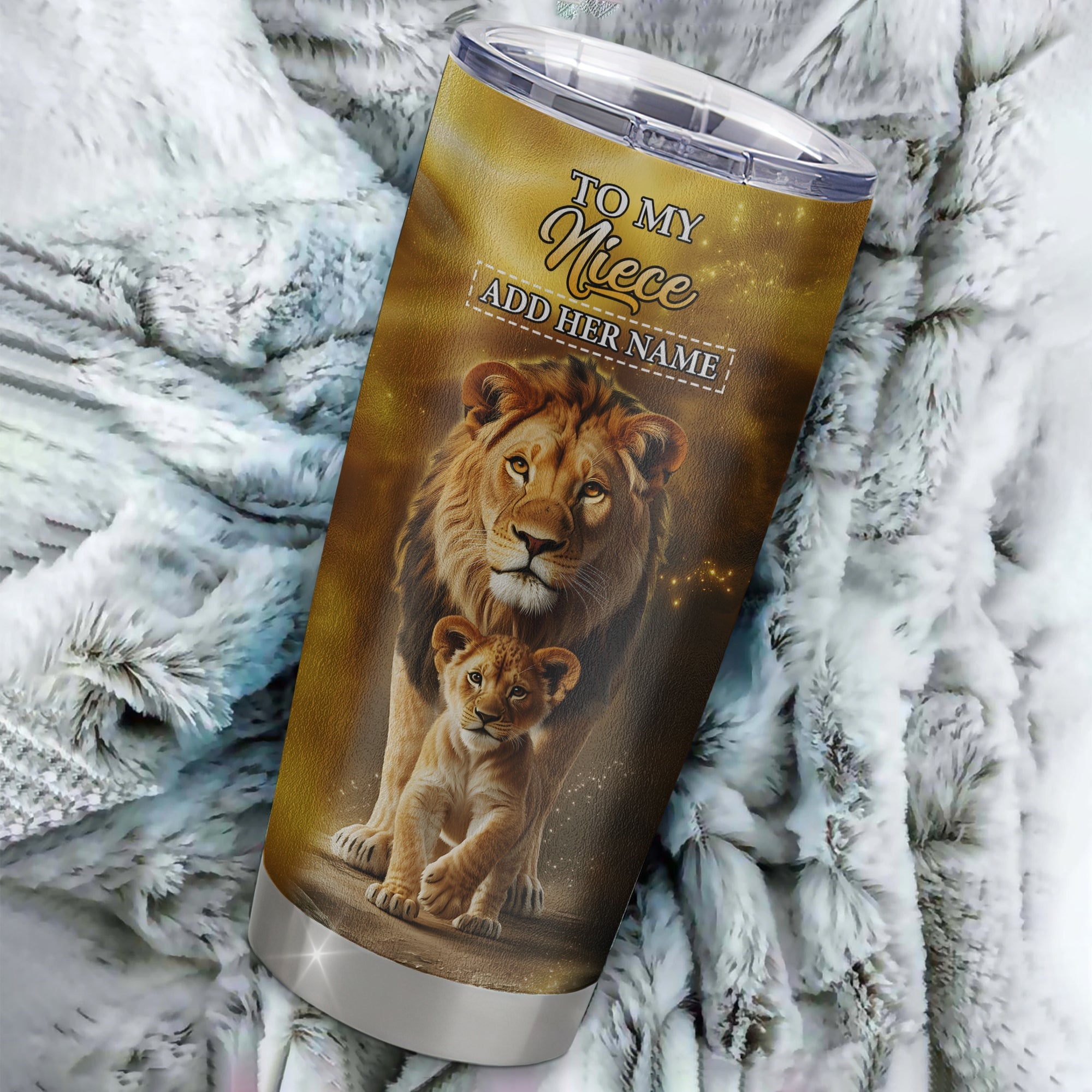 Personalized To My Niece Gifts Tumbler From Uncle Never Forget How Much I Love You Lion Niece Birthday Gifts Graduation Christmas Custom Stainless Steel Travel Mug | siriusteestore