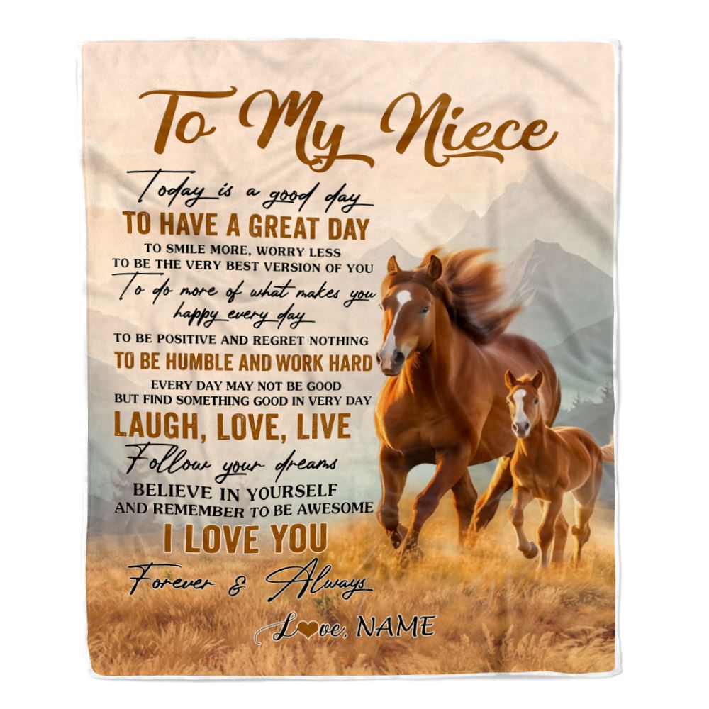 Personalized To My Niece Horse Blanket From Aunt Uncle Auntie Every Day Laugh Love Live Niece Birthday Gifts Graduation Christmas Customized Fleece Blanket | siriusteestore