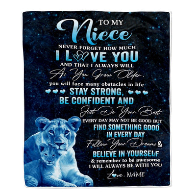 Personalized To My Niece I Love You Forever Blanket From Aunt Auntie Lion Niece Birthday Gifts Graduation Christmas Customized Fleece Throw Blanket | siriusteestore