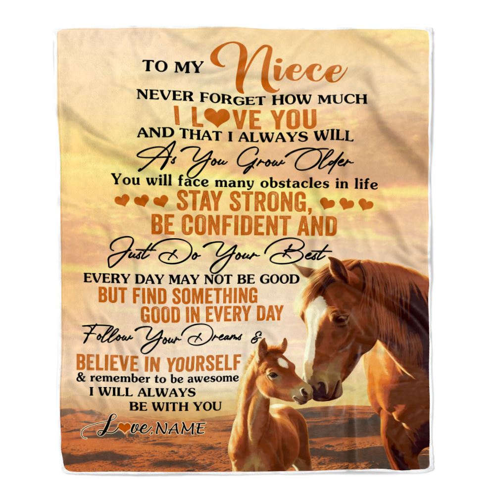 Personalized To My Niece I Love You Forever Blanket From Aunt Auntie Uncle Horse Niece Birthday Gifts Positive Graduation Christmas Customized Fleece Blanket | siriusteestore