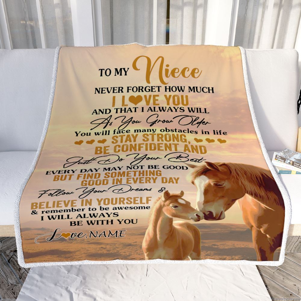 Personalized To My Niece I Love You Forever Blanket From Aunt Auntie Uncle Horse Niece Birthday Gifts Positive Graduation Christmas Customized Fleece Blanket | siriusteestore