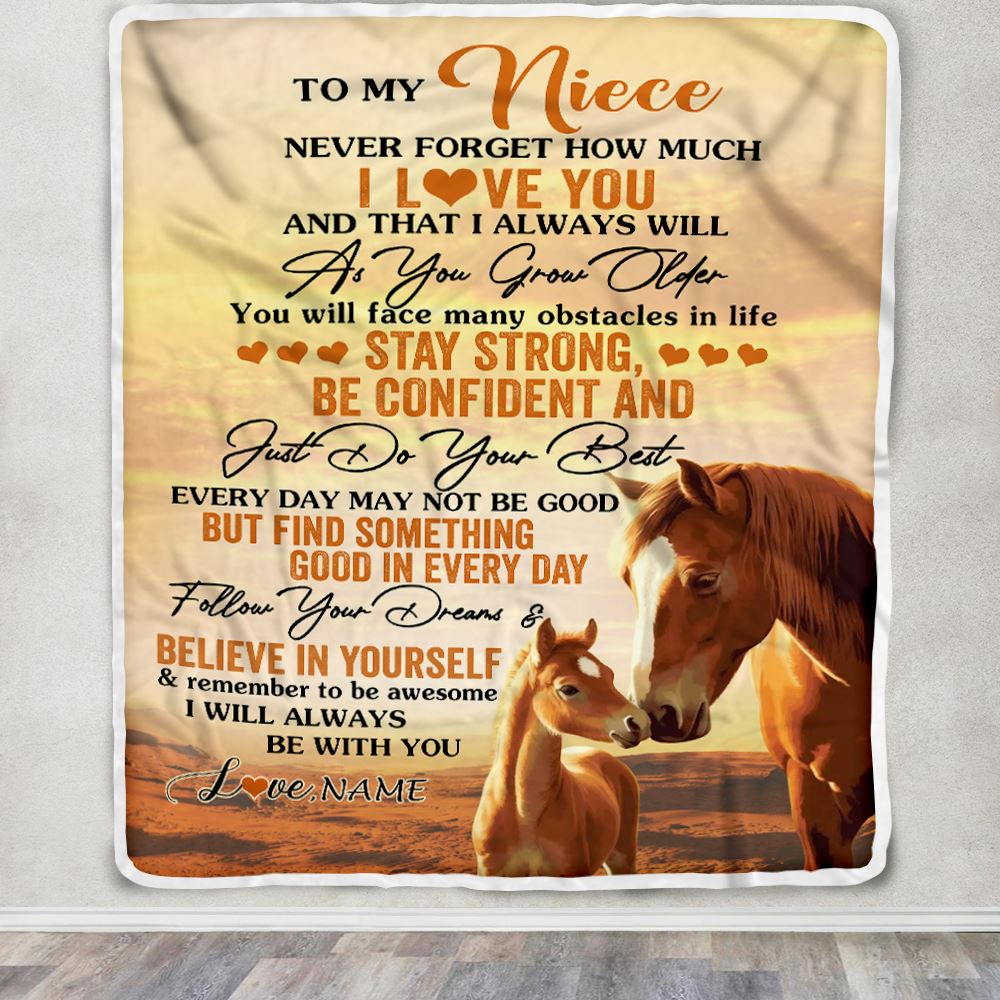 Personalized To My Niece I Love You Forever Blanket From Aunt Auntie Uncle Horse Niece Birthday Gifts Positive Graduation Christmas Customized Fleece Blanket | siriusteestore