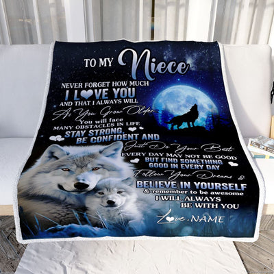 Personalized To My Niece I Love You Forever Blanket From Aunt Auntie Uncle Wolf Niece Birthday Gifts Graduation Christmas Customized Fleece Blanket | siriusteestore