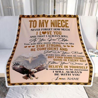 Personalized To My Niece I Love You Forever Blanket From Aunt Uncle Auntie Eagle Niece Birthday Gifts Graduation Christmas Customized Fleece Throw Blanket | siriusteestore