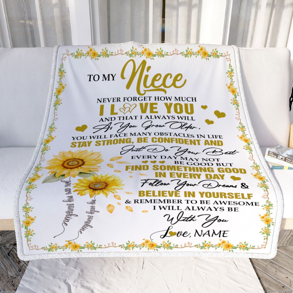 Personalized To My Niece I Love You Forever Blanket From Aunt Uncle Sunflower Niece Birthday Gifts Graduation Christmas Customized Fleece Throw Blanket | siriusteestore